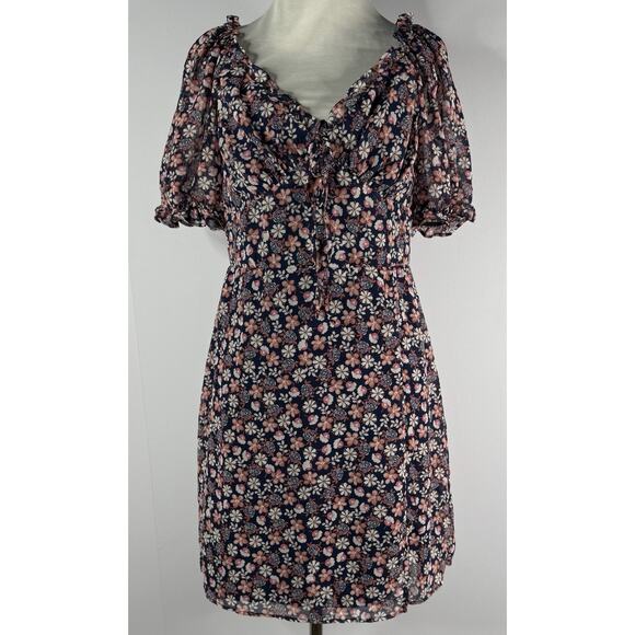 VTG Y2K Juniors Babydoll Dress Sz 7 Floral Puff Sleeve Milkmaid Peasant Fairy - Picture 1 of 10